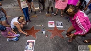 Pintaron dos estrellas rojas para pedir justicia por los crímenes de Diamela y Gimena