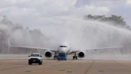 Aerolíneas Argentinas presentó su nuevo avión de carga. 