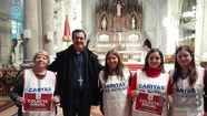 Aguerrido y Mestre presentaron la colecta Cáritas 2023 en la Catedral de Mar del Plata. Foto: 0223.