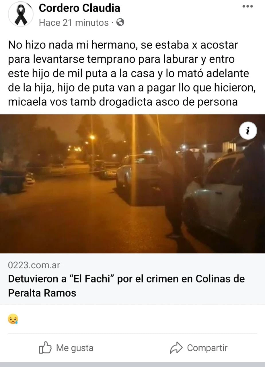 Crimen en Colinas de Peralta Ramos: "Hermano eras mejor persona mundo, por qué a | 0223