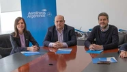 Raverta, Ceriani, Lammens y Ciano anunciaron la creación de una nueva ruta de Aerolíneas Argentinas. Foto: red social "X"