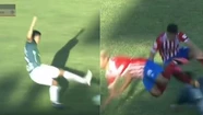 Insólito: un futbolista lesionó a dos rivales al mismo tiempo con una fuerte patada voladora