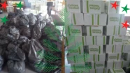 Brotes verdes entre bolsones de comida y cajas navideñas